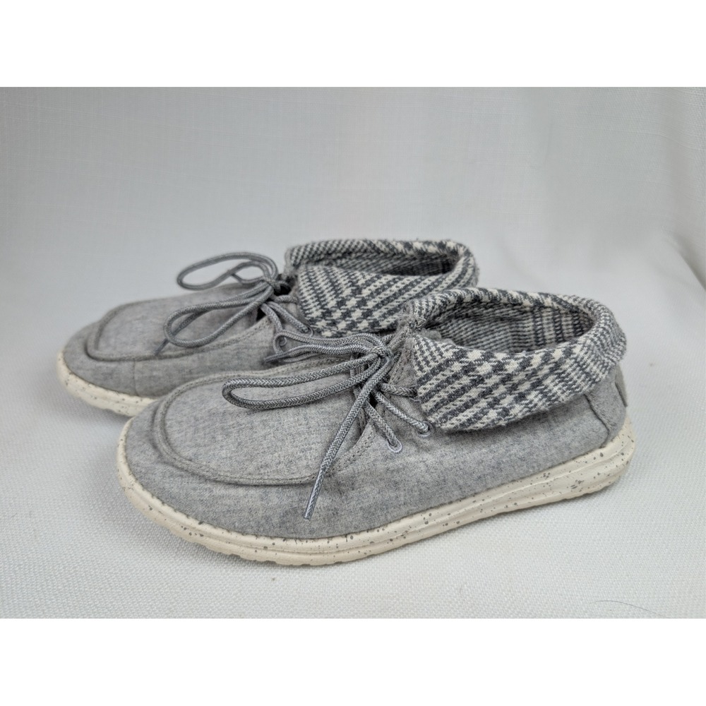 Hey Dude Wendy Wool Mist Grey Houndstooth‎ Loafers Women's Size 8 Slip On